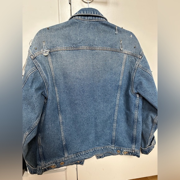 MSGM Oversized Denim Jeweled Jacket, Size 40 / Small - Picture 6 of 14